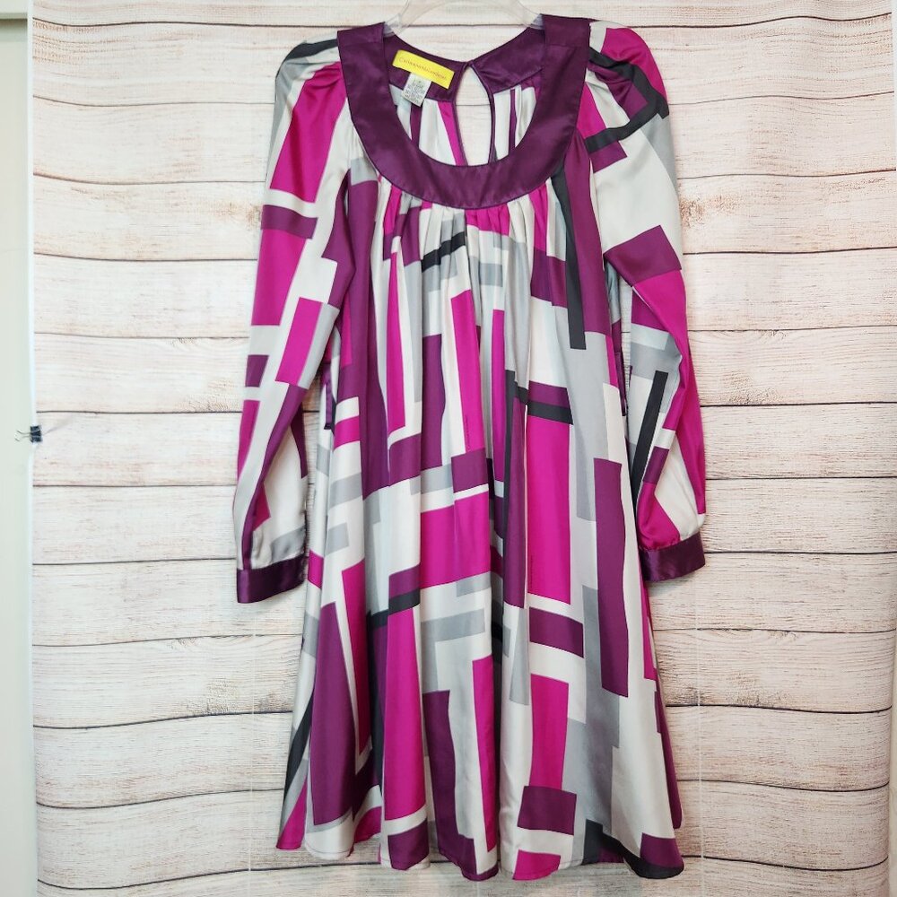 Catherine Malandrino Silk Shift Women's Mini Dress Size 2 Purple Gray